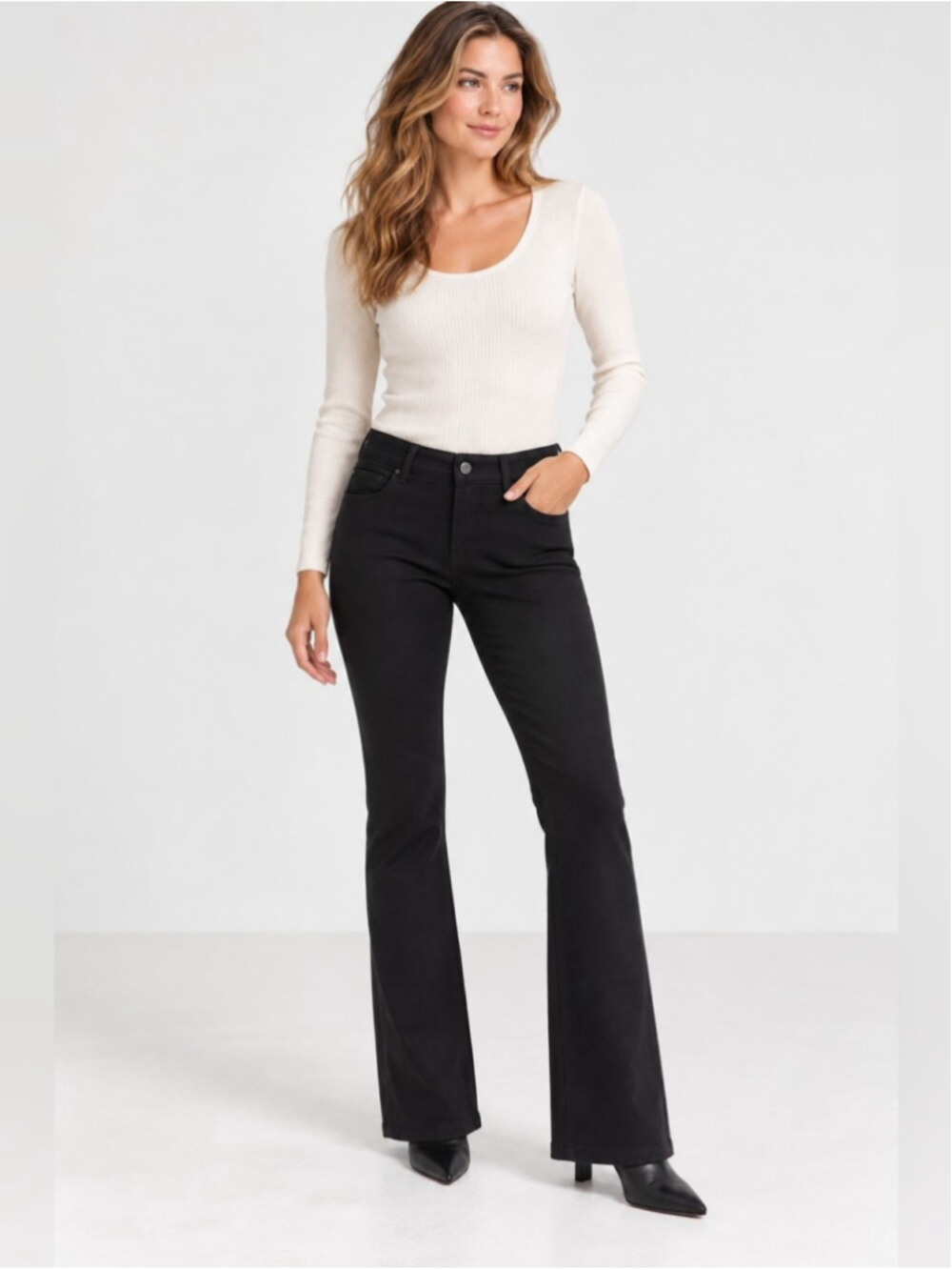 7 For All Mankind Black Stretch Ponte Bootcut Pants Women's Size 29 USA